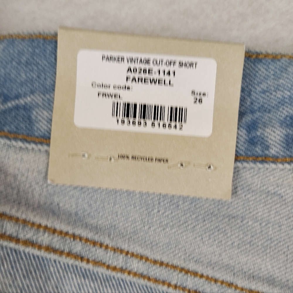 Agolde High Waist Distressed Denim Shorts in Light Blue - Picture 7 of 9